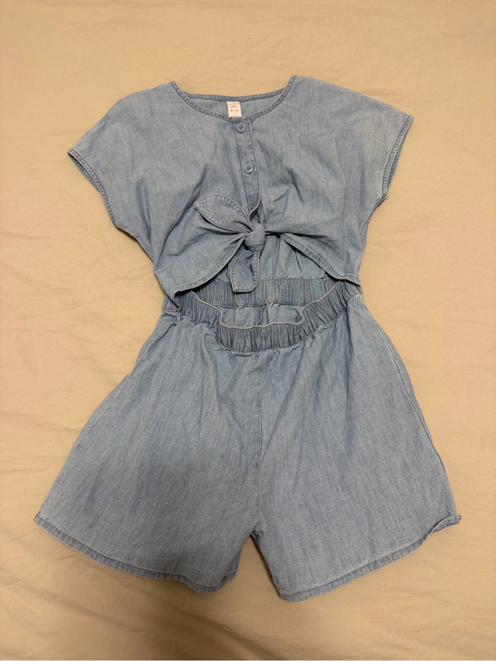 Joe Fresh Light Blue Tie-Front Denim Romper